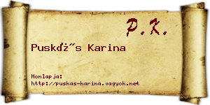 Puskás Karina névjegykártya